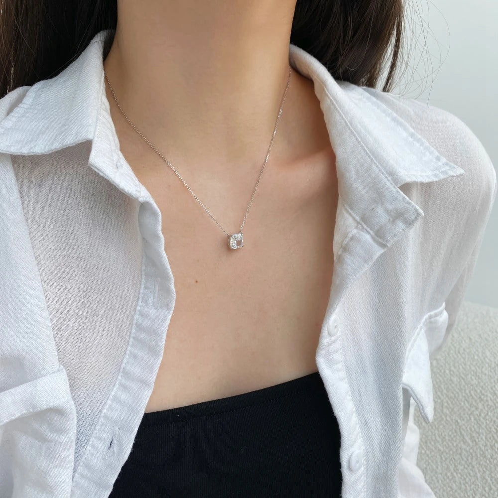 Vinregem Sparkling Crushed Ice Cut Lab Created Sapphire Gems Pendant Necklaces 100% 925 Sterling Silver Fine Jewelry Wholesale