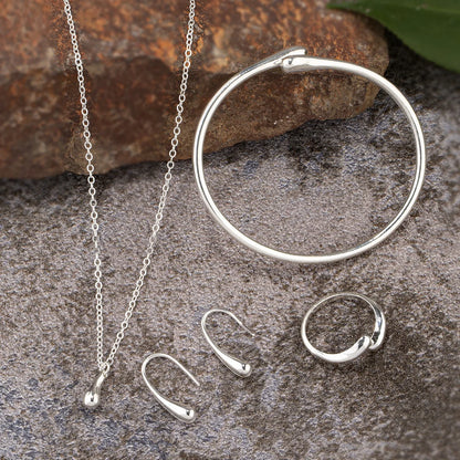 Europe and America  Accessory Water Drop Necklace Four-Piece Set Fashion Bracelets Rings Earrings Necklace Paty Jewerly Set Gift