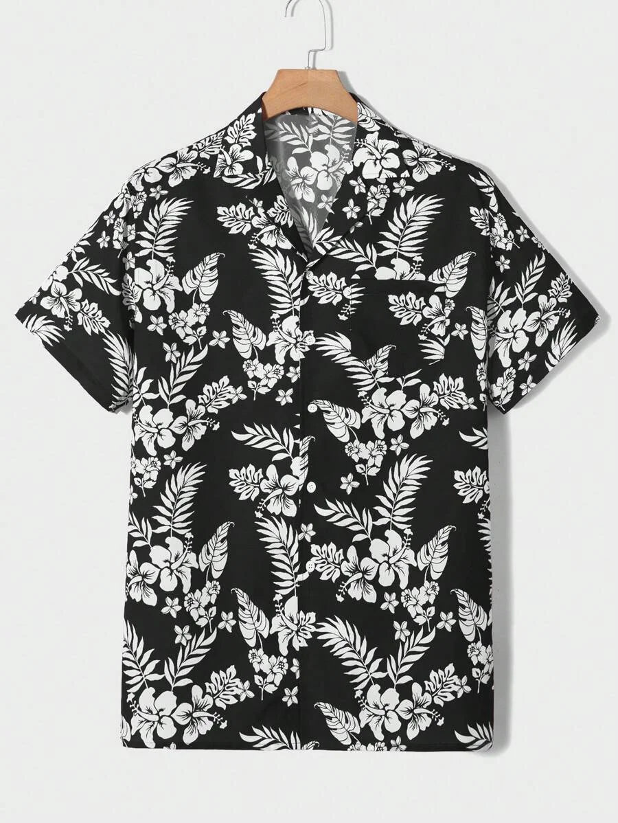 Summer men's new tropical 3D printing lapel short-sleeved shirt Hawaiian casual daily wearing large size XS-5XL