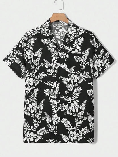 Summer men's new tropical 3D printing lapel short-sleeved shirt Hawaiian casual daily wearing large size XS-5XL