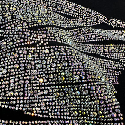 Plus Size Tops Short Sleeve Oversized Graphic Tees for Women Crew Neck Rhinestones T Shirts Loose Fit Sparkling Casual Party