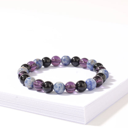 Gorgeous Winter Accessories Black Purple Blue Patterned Stone Amethyst Bracelets for Girlfriend Travel Bracelet Beads