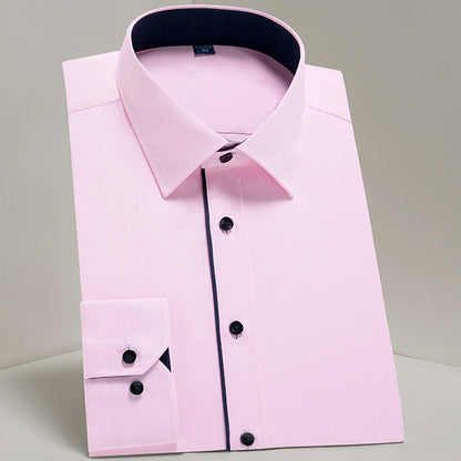 Men's Classic Long Sleeve Standard-fit Dress Shirts Formal Business Social Simple Basic Design White Work Office Casual Shirt