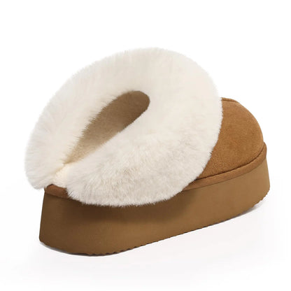 Litfun Fuzzy Platform Slippers For Women Winter Warm House Shoes With Memory Foam Outdoor Anti-Slip Fashion Fur Fluffy Slippers