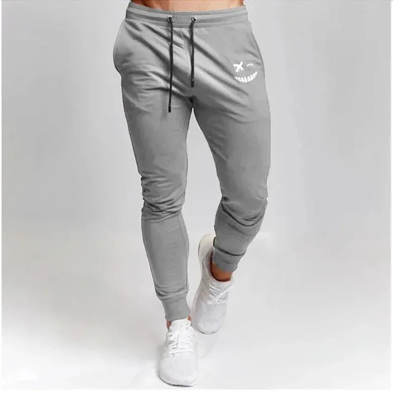Men's smiling face printed jogging pants training sports pants fitness jogging pants anime sportswear thin and breathable