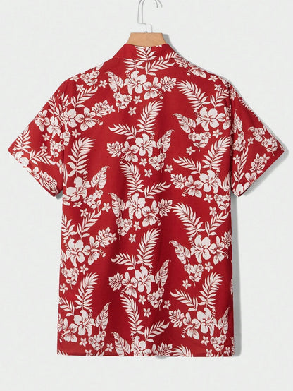 Summer men's new tropical 3D printing lapel short-sleeved shirt Hawaiian casual daily wearing large size XS-5XL