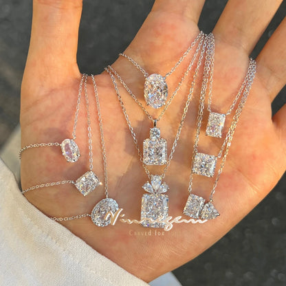 Vinregem Sparkling Crushed Ice Cut Lab Created Sapphire Gems Pendant Necklaces 100% 925 Sterling Silver Fine Jewelry Wholesale