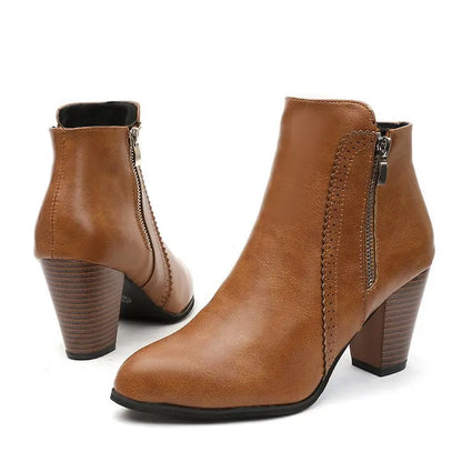 Ankle Boots Women's Fashion Coarse Heel Short Boots 43 Large Women's Shoe Size Side Zipper High Heel Boots Women Platform Boots