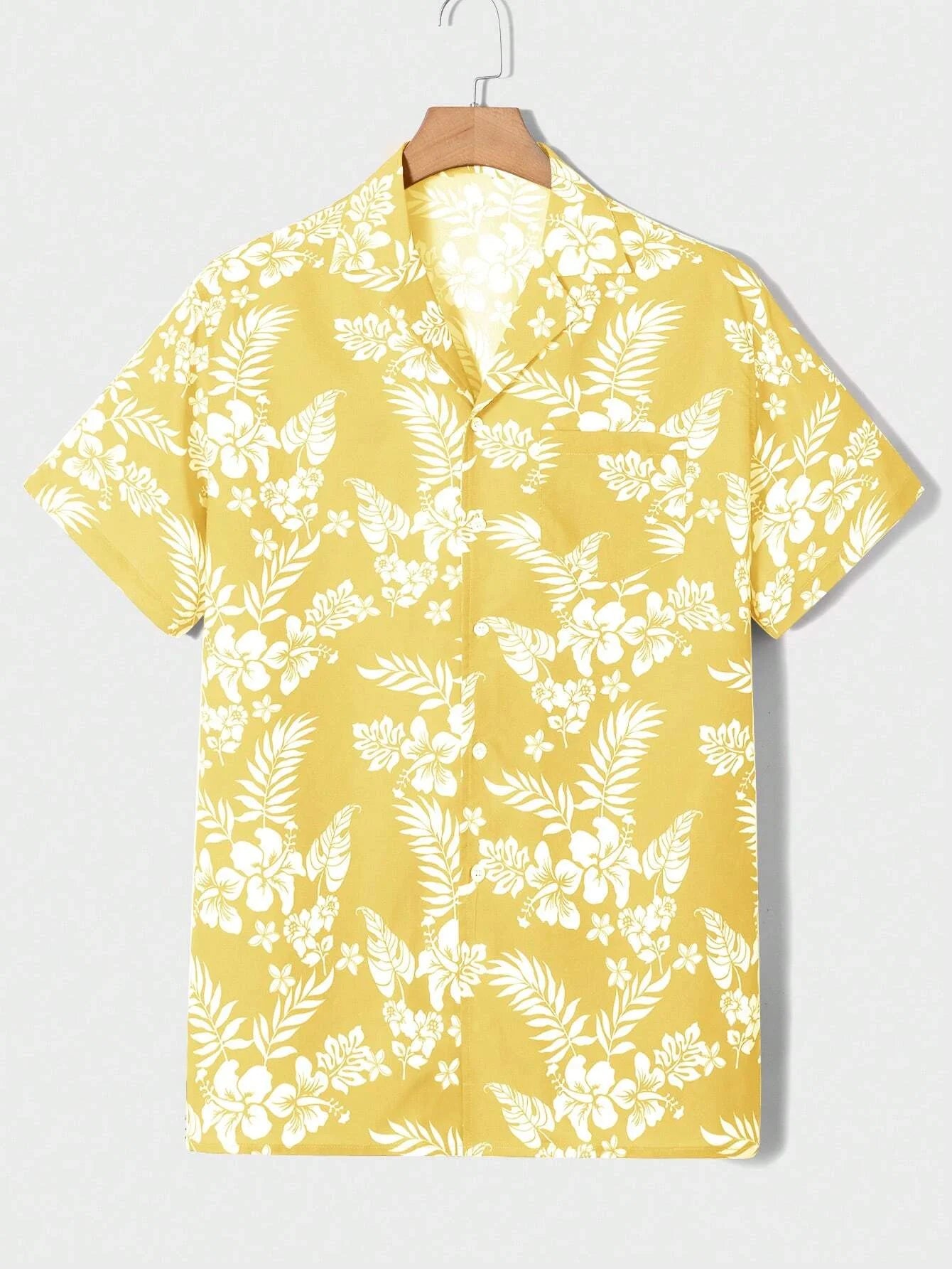 Summer men's new tropical 3D printing lapel short-sleeved shirt Hawaiian casual daily wearing large size XS-5XL