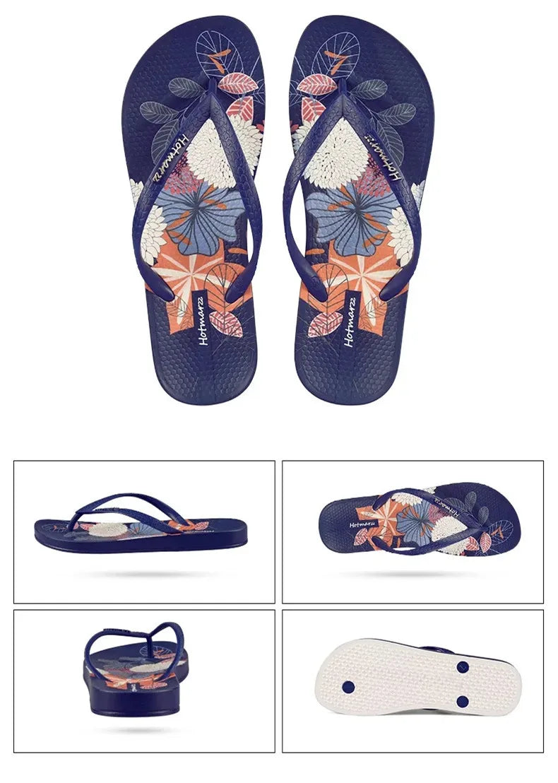 Printing Slippers Women's Flip Flops Herringbone Slipper Clip Foot Beach Slides Soft Sole Platform Flip Flops Non Slip Slippers