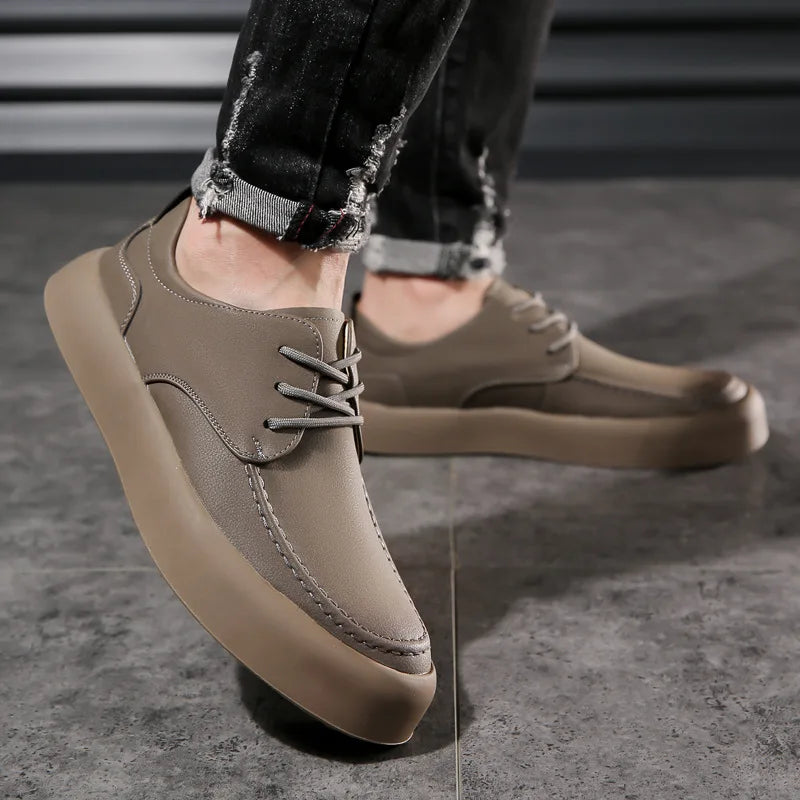 2026 Men Brogue Casual Shoes Men Genuine Leather Shoes Work Boots Business Casual Sneakers Work Personalized Fashionable Shoes