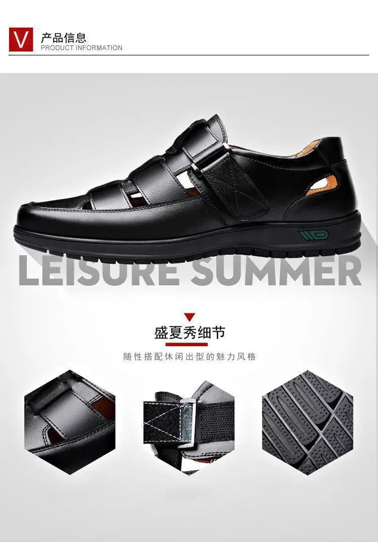 2026 Men Leather Shoes Business Casual Forma Wear High Heels Soft Sole Non-Slip Summer Sandals Black Leather Shoes Luxury Shoes