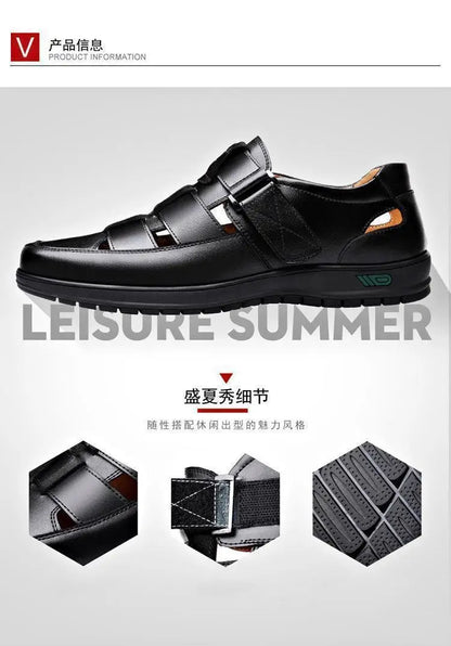 2026 Men Leather Shoes Business Casual Forma Wear High Heels Soft Sole Non-Slip Summer Sandals Black Leather Shoes Luxury Shoes