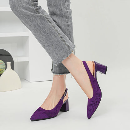 Summer Women's High Heel Sandals Knitted Small Hole Breathable Shoes 2025 New Style (6cm High)