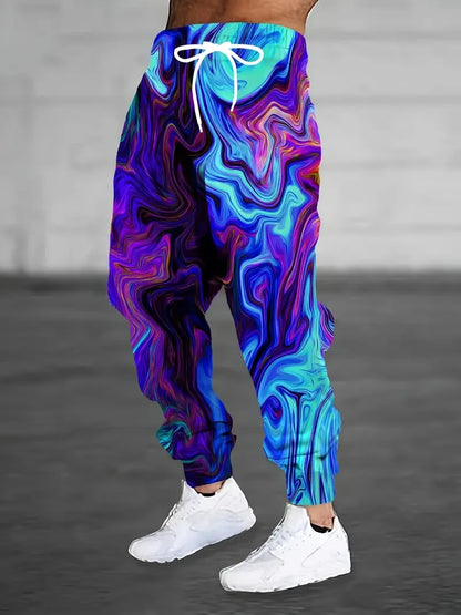 2025 new men's casual pants 3D American Patriot printed jogging pants 100% polyester light elastic rope with pocket sports pants