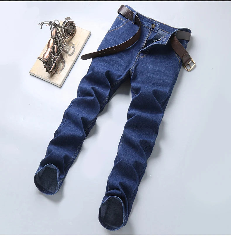 Autumn new men's micro elastic straight leg denim pants with shape and skin friendly business men's pants in multiple sizes