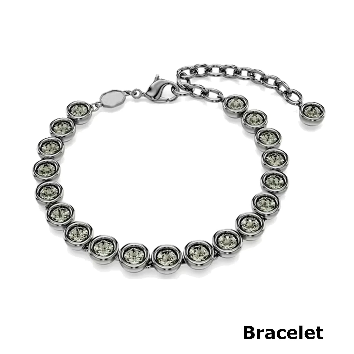 Original 2026 New Black Crystal Geometry Necklace Fine Jewelry Set Open Ring Necklace Earring Charms Black Jewelry for Women