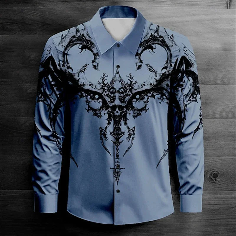 2026 Men's Long Sleeve Shirt Casual Fashion Street Men's Shirts Party Event Lapel Single Breasted Long Sleeve Tops Mens Clothing