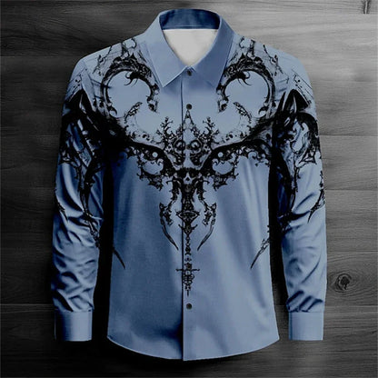 2026 Men's Long Sleeve Shirt Casual Fashion Street Men's Shirts Party Event Lapel Single Breasted Long Sleeve Tops Mens Clothing
