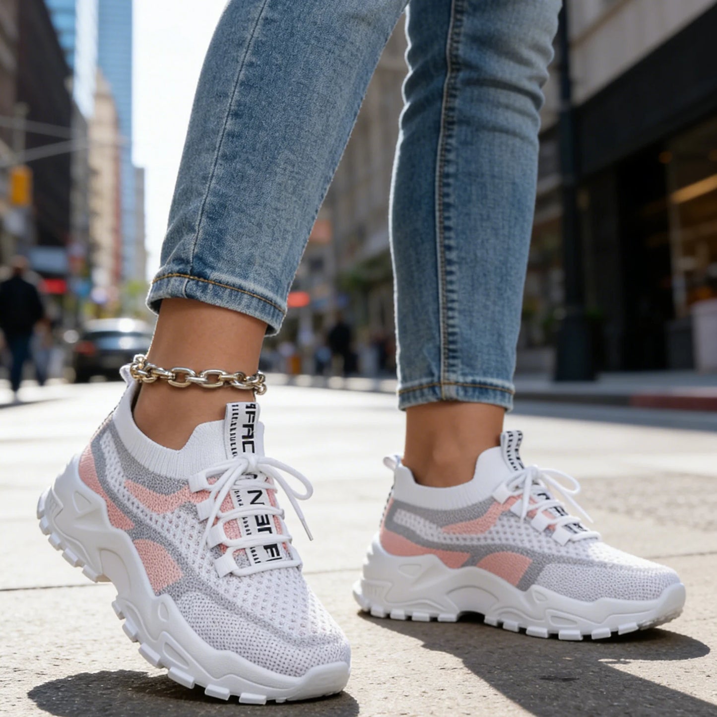 Woman'Shoes Chunky Sneakers Women's Casual Shoes Air Mesh Breathable Sports Shoes For Women's Soft Sole Running Shoes