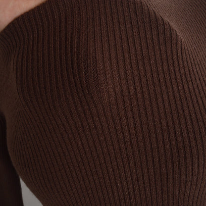 Spring Autumn Knitted Elastic Waist Dress Coat Design Button round Neck Bodycon Skirt Casual Style Long Sleeve Women's Dress