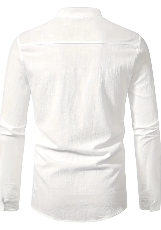 Men's Cotton Plus Size Long Sleeve Shirts New Casual Button Henley Shirt Lapel Collar Vocation Tops