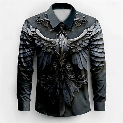 2026 Men's Long Sleeve Shirt Casual Fashion Street Men's Shirts Party Event Lapel Single Breasted Long Sleeve Tops Mens Clothing