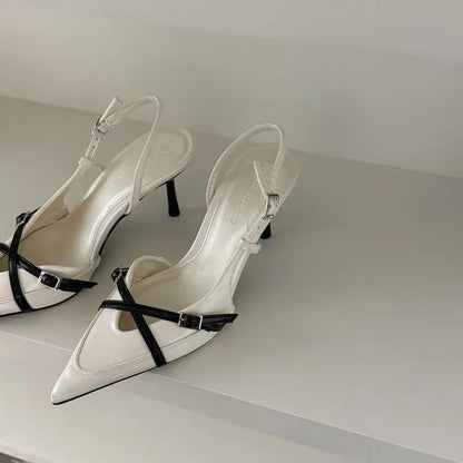 Street Style Sexy Buckle Strap Women Pumps Elegant Pointed Toe Thin High Heels Banquet Party Slingback Shoes Sandals