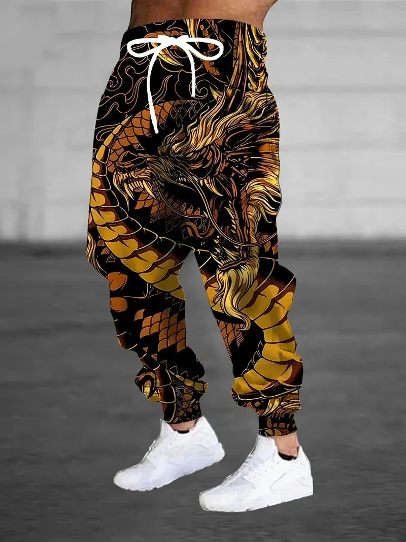 2025 new men's casual pants 3D American Patriot printed jogging pants 100% polyester light elastic rope with pocket sports pants
