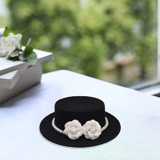 Vintage Style Wool Fedora Hat with Elegant Pearl Embellishment and Wide Brim Perfect for Church Derby or Any Special Occasion