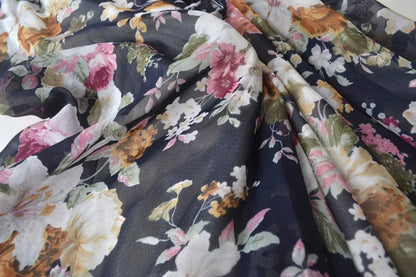 Elegant Chiffon Long Skirts For Women Autumn Casual Women's Floral Print Maxi Skirt Female High Waist Elastic A-Line Skirts