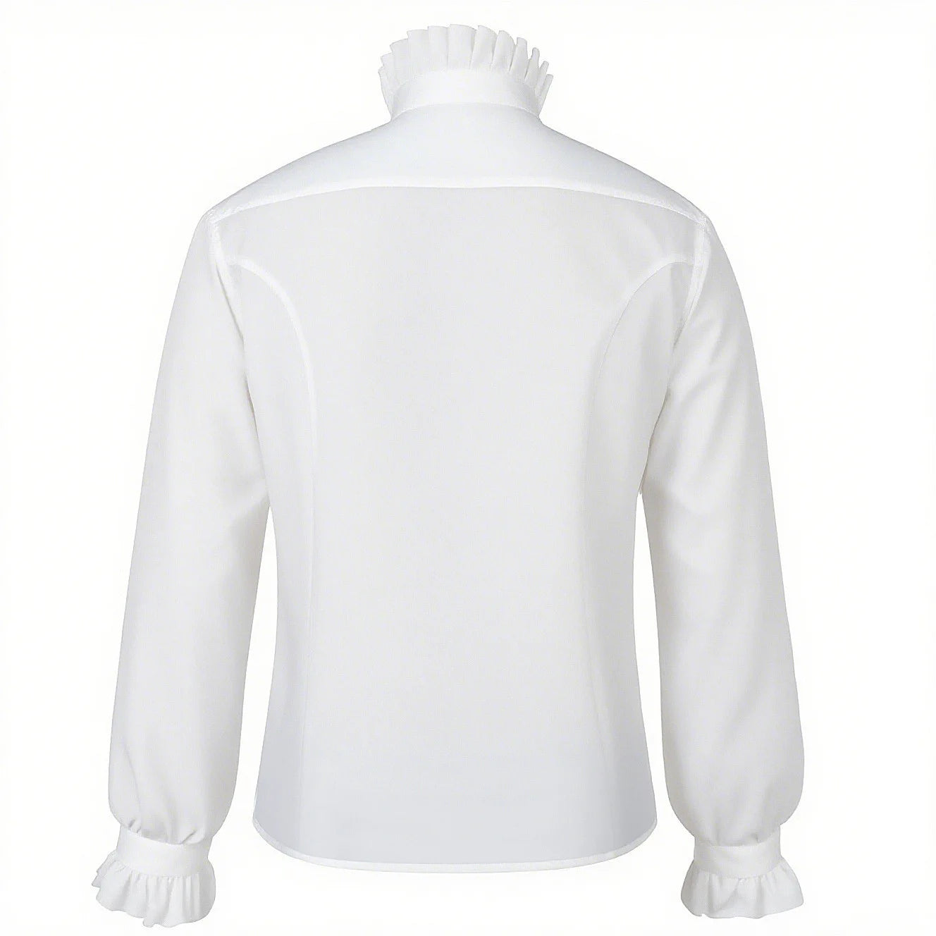 2026 Black&White Vintage Court-Style Stand Collar Ruffled Shirts for Men,Gothic Pleated Cuffs Glamorous Pirate-Style Men's Shirt
