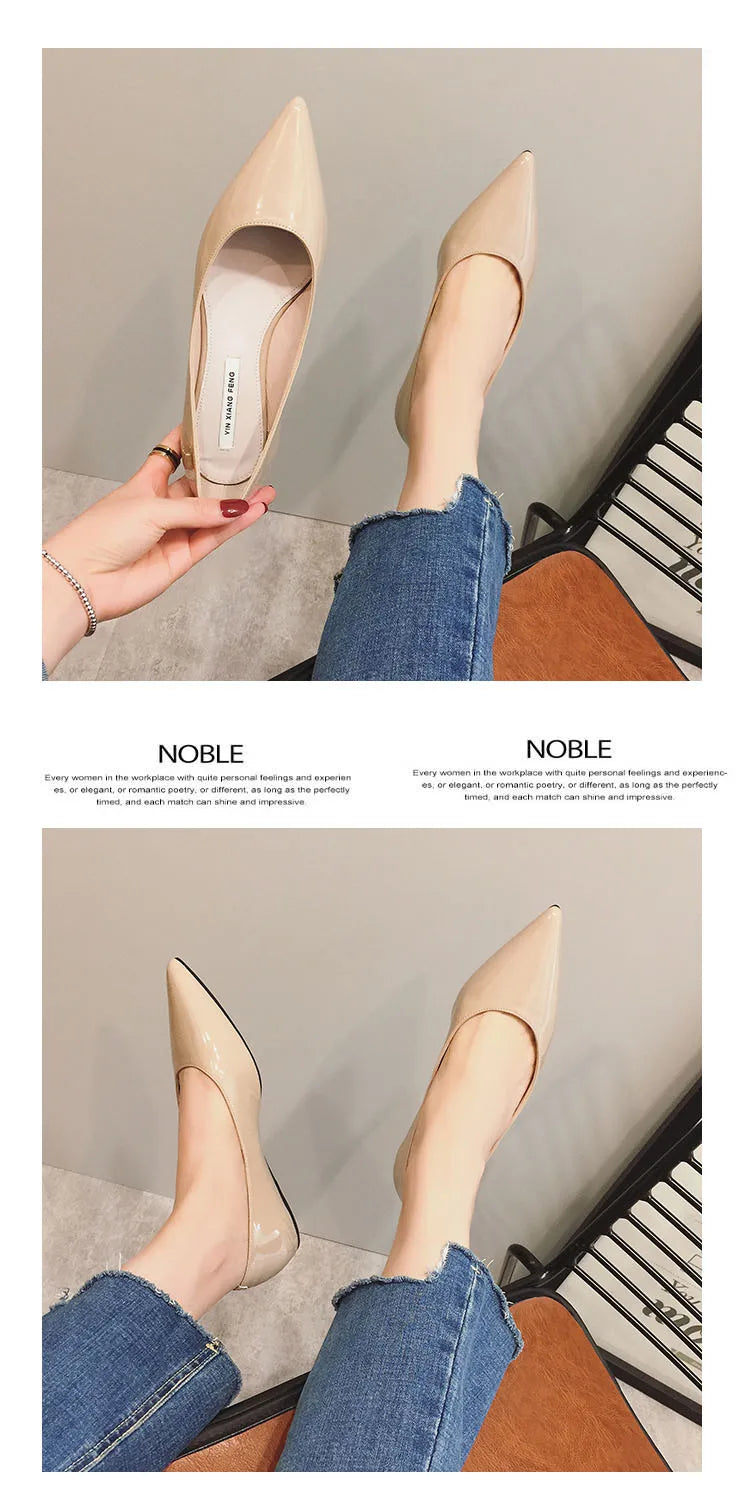Flats Women's Shoes Yellow Net Brown Sugar Fruit Color Flat Shoes Shallow  Pointed Flat Heels Women's Shoes Large Size 43 44 45