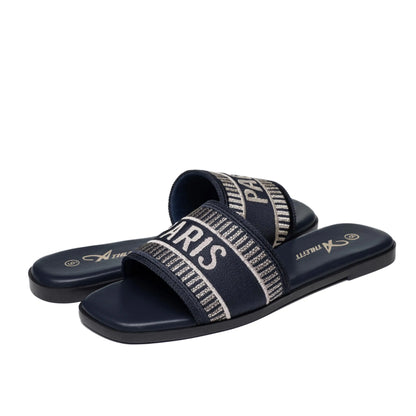 Summer Women Letter Flat Sandals Casual Comfortable Slip Slide 2024 Fashion Vintage Slippers Shoes Classic New