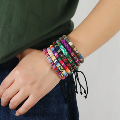 12Pcs Nepal Ethnic Colorful Bracelet Set For Women Bohemia Fabric Braided Rope Wristbands Men Bangle Fashion Summer Jewelry