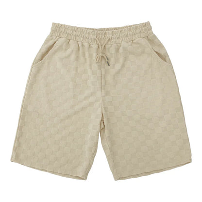 Men's Summer Checkered Loose Two-piece Sports Leisure Suit Short Sleeve T-shirt Shorts Casual Suit Plus Size Fashion Men's Suit