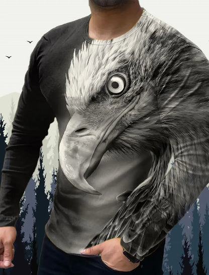 Men's T shirt Tee Animal Wolf Crew Neck Clothing Apparel 3D Print Outdoor Halloween Long Sleeve Print Vintage Fashion Designer