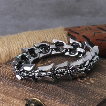 Viking Ouroboros vintage punk bracelet for men stainless steel fashion Jewelry hippop street culture