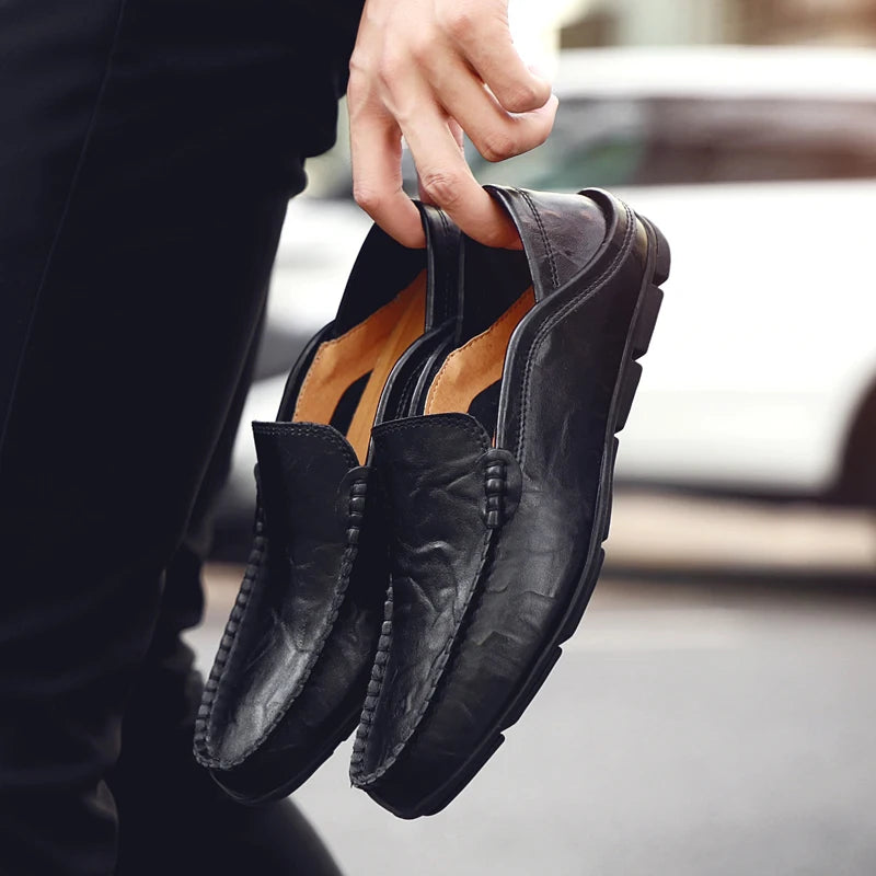 Italian Men Shoes Casual Luxury Brand 2020 Summer Mens Loafers Genuine Leather Moccasins Breathable Slip on Boat Shoes BTMOTTZ