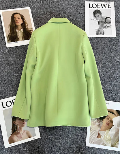 Autumn Blazer Elegant Women's Jacket Chic Casual Double Breasted Suit Korean Winter Fashion Coats Slim Fit Office Lady Outwear