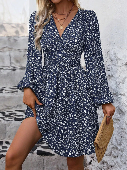 2025 Asymmetric Neck Lantern Sleeve Dress Women Winter Knit Dress with Waist Shirring Bodycon Long Maxi Dress