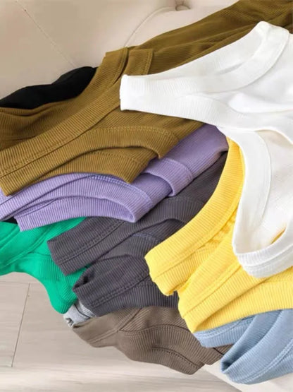 Women's Basic Ribbed Knitted Tank Top Solid Color Elastic Comfortable Sleeveless Camisole Summer Casual Green/Blue Soft Tees