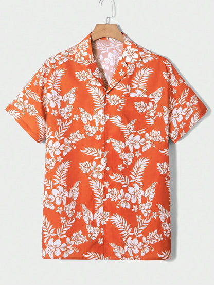 Summer men's new tropical 3D printing lapel short-sleeved shirt Hawaiian casual daily wearing large size XS-5XL