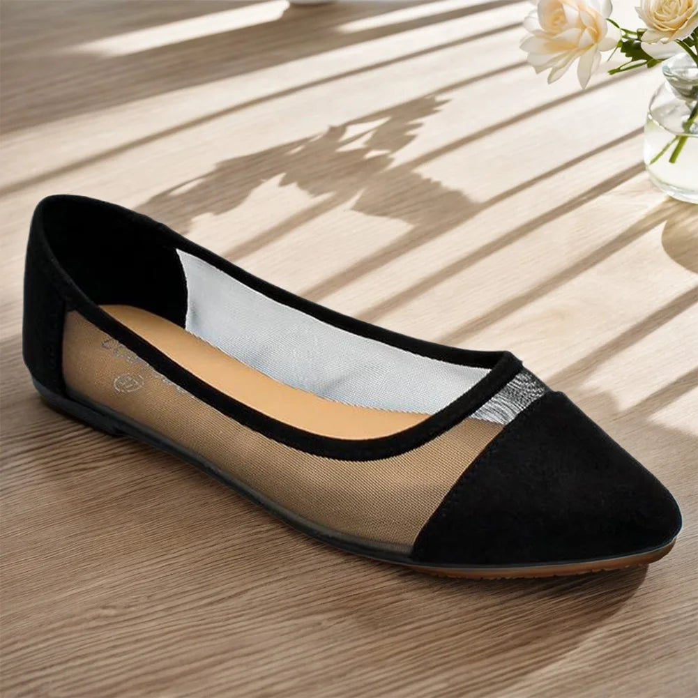Women Slip on Flat Shoes Pointed Toe Dress Flats Mesh Ballerina Walking Flats Shoes for Women Dressy Casual Work Office