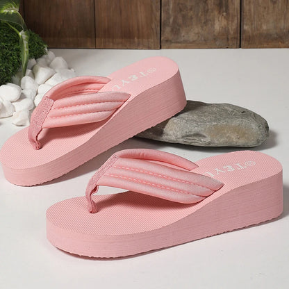 2025 Summer Beach Pink Flip Flops for Women Non Slip Weightlight Wedge Slippers Woman Fashion Thick Bottom Clip Toe Slides Mujer