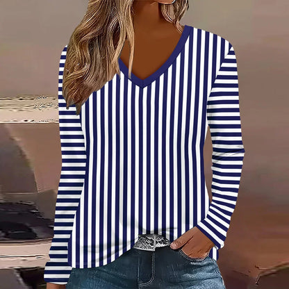 Summer new fashion 2025 women's casual long-sleeved printed T-shirt