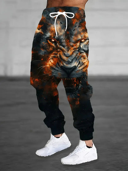 2025 new men's casual pants 3D American Patriot printed jogging pants 100% polyester light elastic rope with pocket sports pants