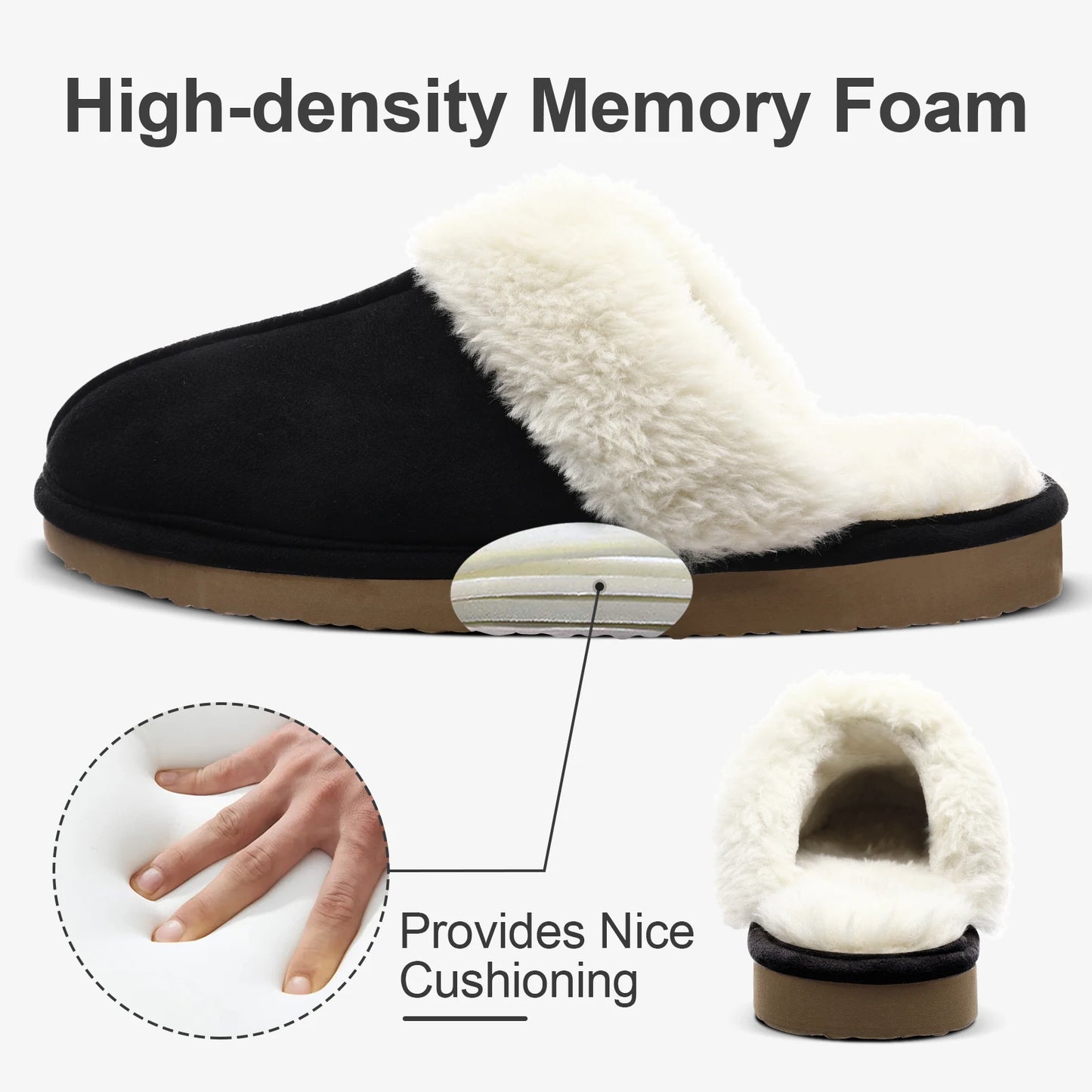 Litfun Fuzzy Platform Slippers For Women Winter Warm House Shoes With Memory Foam Outdoor Anti-Slip Fashion Fur Fluffy Slippers