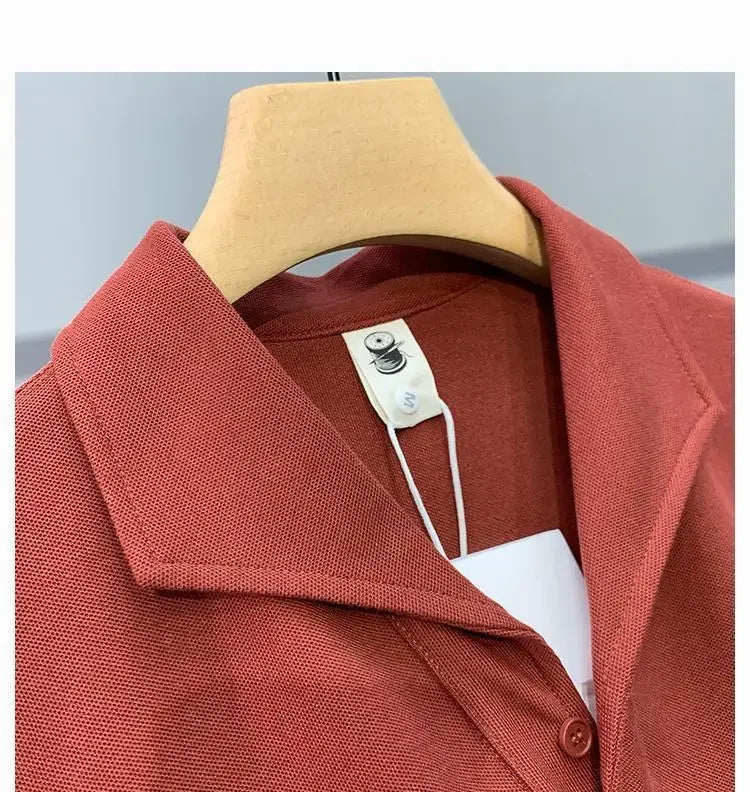 Men's Clothing Comfortable Casual Solid Color Orange Polo Shirt Short Sleeve T-Shirt Summer Loose Fit Collared Trendy Everyday