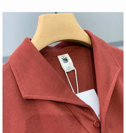 Men's Clothing Comfortable Casual Solid Color Orange Polo Shirt Short Sleeve T-Shirt Summer Loose Fit Collared Trendy Everyday